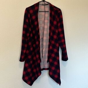 ❤️ Allegra K Plaid Open Front Long Sleeve Cardigan Womens L